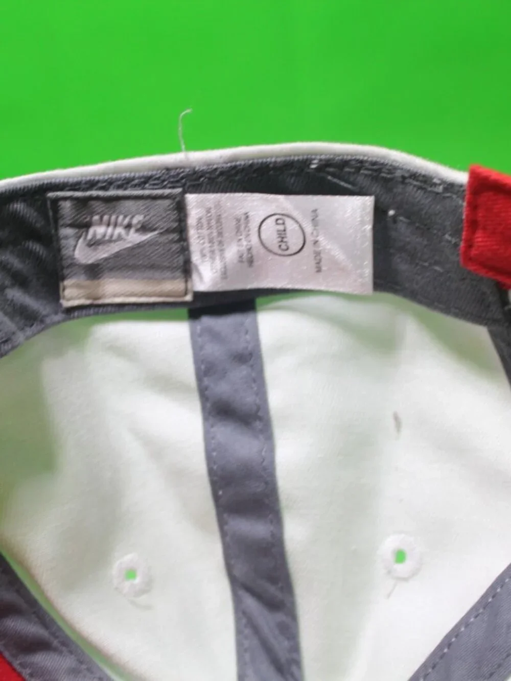 Nike Child Hat Cap Red  Embroidered  Adjustable Strap Hook & Loop flame?